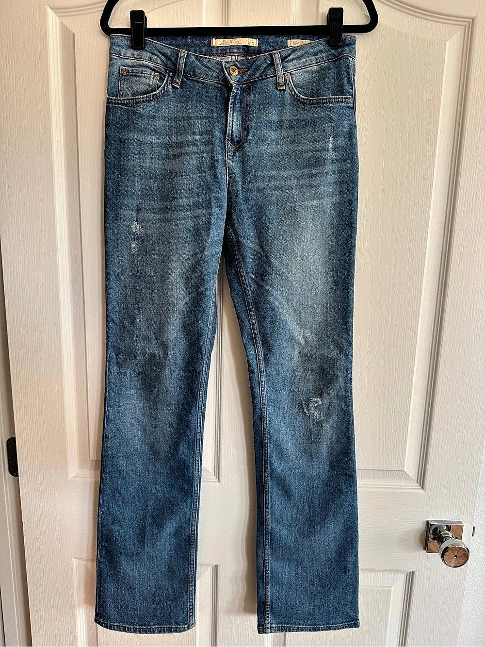 Zara Woman Premium Collection Distressed Flare Leg Jeans Size 6
